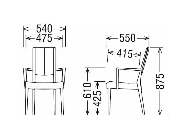 CU45 モデル 肘付食堂椅子 (アームチェア)