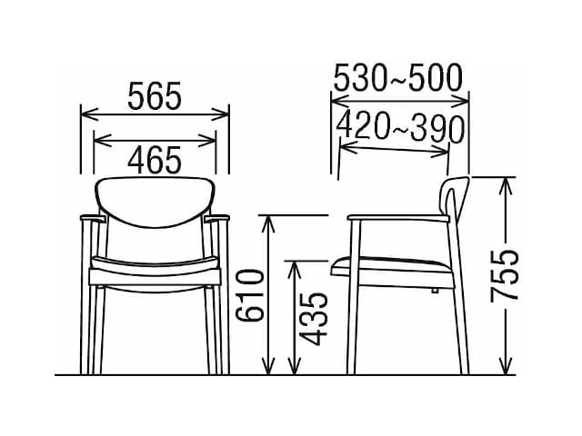 CW56 モデル 肘付食堂椅子（アームチェア）/張座仕様