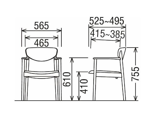 CW56 モデル 肘付食堂椅子（アームチェア）/板座仕様（CW5640）