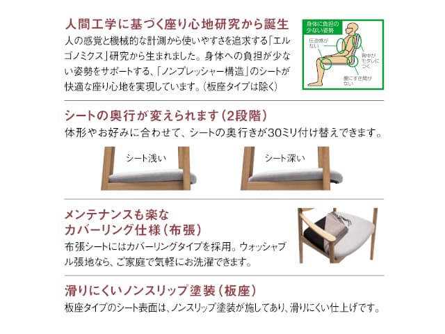 CW56 モデル 食堂椅子（セミアームチェア）/板座・肘小仕様（CW5641）