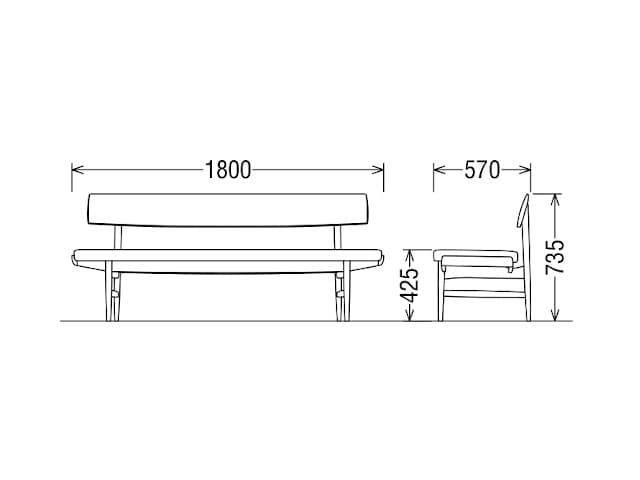 CU72 モデル ２人掛椅子（2P LDベンチ）