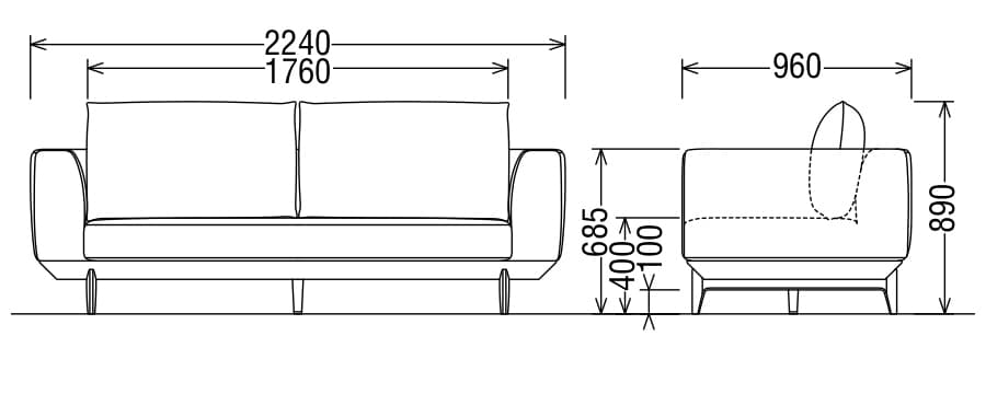 UU40 モデル 長椅子ロング（3Pソファロングタイプ）