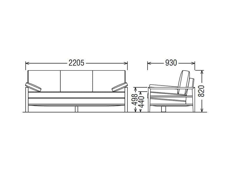 WT56 モデル 長椅子ロング（幅2205）