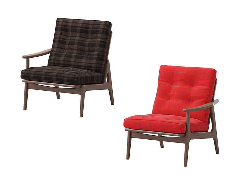 ウォルナットフレームチェア 4E10-□ ワイドハイバックシングルシート（片肘）