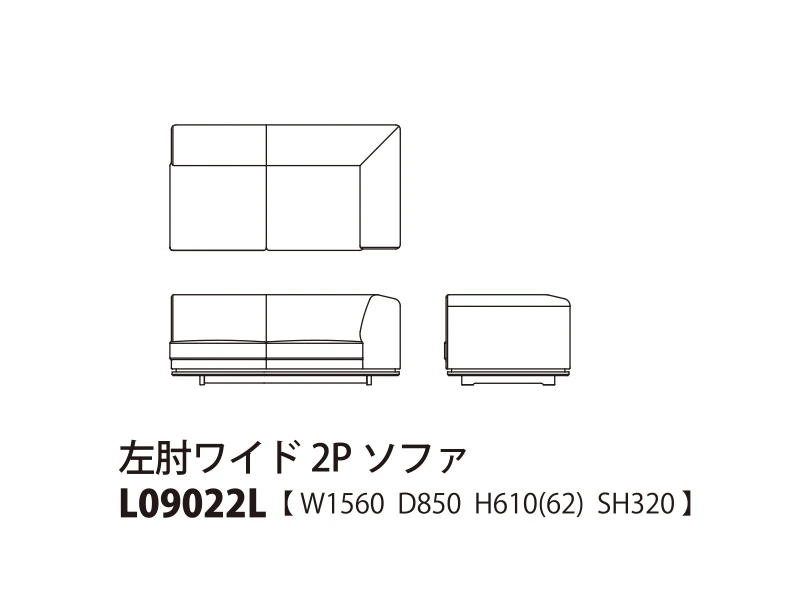 Novo ノヴォ ロータイプ 左肘ワイド2Pソファ L09022L