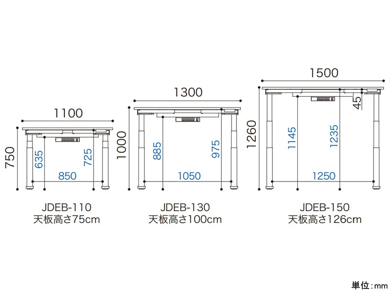 JDEB 電動昇降デスク 幅100cm トレー無し