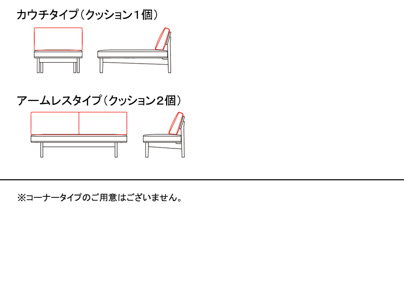 KC521 クッション アームレス・カウチタイプ（ウレタン）