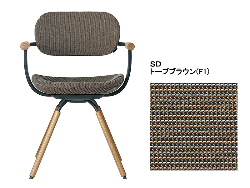 バーテブラ03 KG-877SD 4本脚回転チェア(オークライト)／本体カラーグリーン(G1)