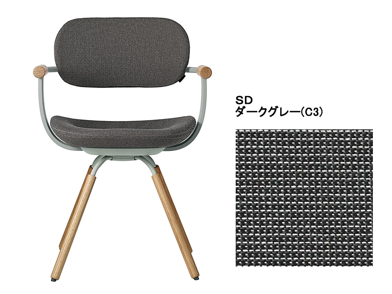 バーテブラ03 KG-877SD 4本脚回転チェア(オークライト)／本体カラーオリーブ(L4)