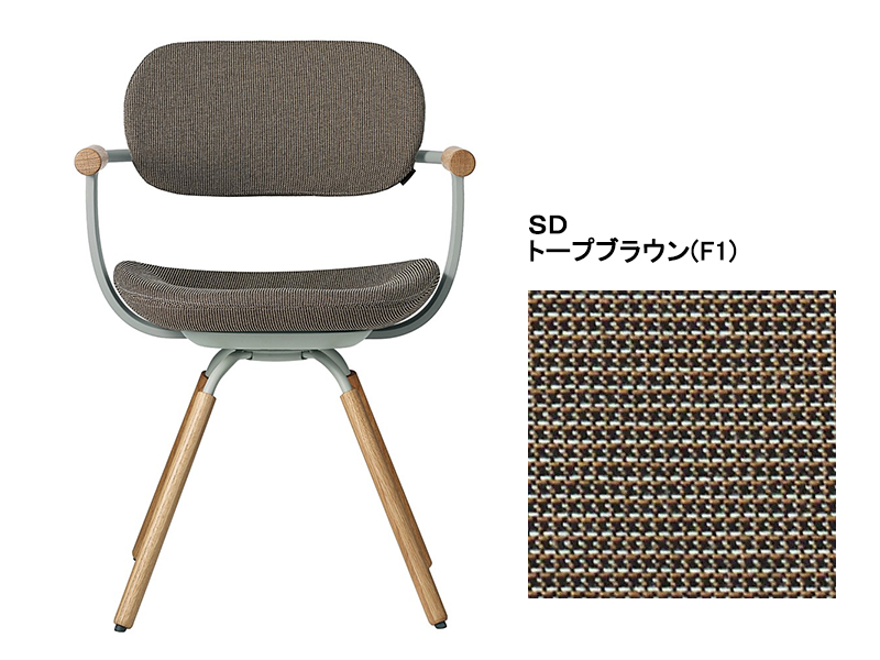 バーテブラ03 KG-877SD 4本脚回転チェア(オークライト)／本体カラーオリーブ(L4)