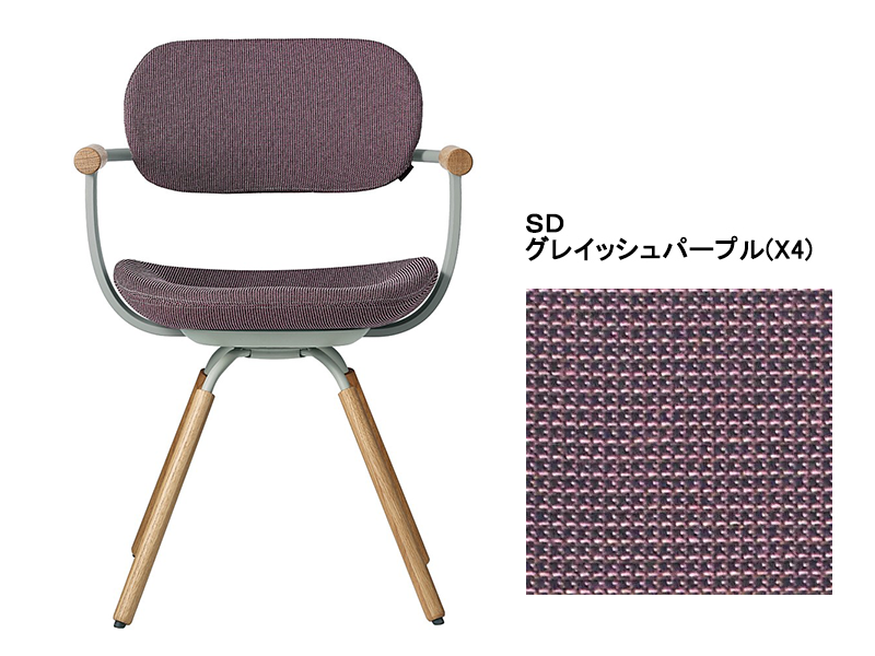 バーテブラ03 KG-877SD 4本脚回転チェア(オークライト)／本体カラーオリーブ(L4)