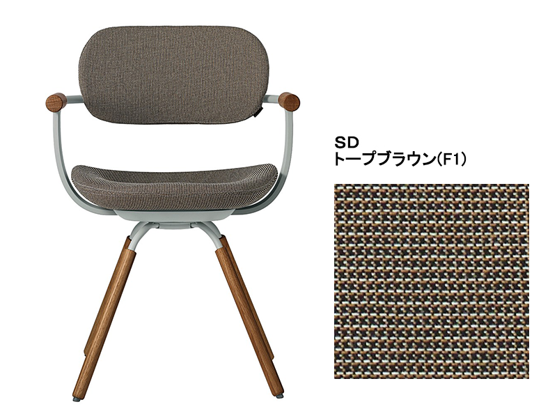 バーテブラ03 KG-899SD 4本脚回転チェア(オークダーク)／本体カラーオリーブ(L4)