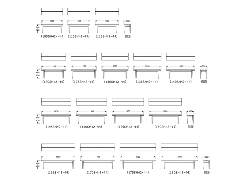 No.1000 ベンチ M(115cm x 35cm)