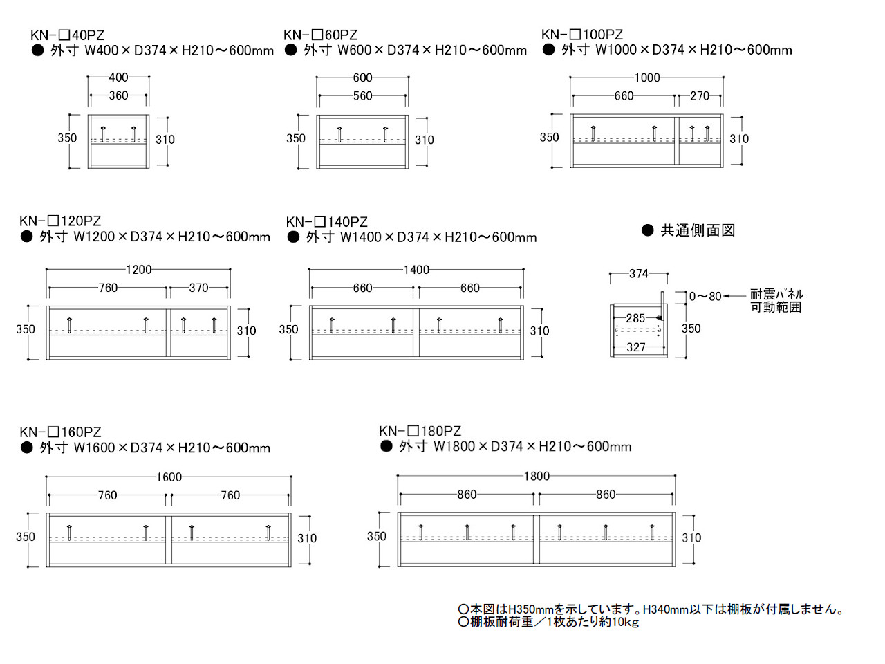 キーノート KNシリーズ キッチンボード用 上置き