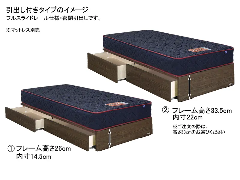 ニュークローネCD引出し収納ベッドフレーム セミダブル