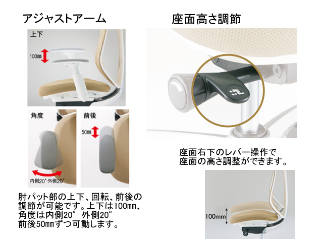 サブリナ スタンダード C853 ハイバック アジャストアームチェア