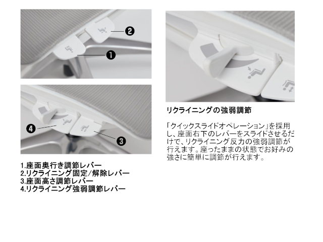 フィノラ エクストラハイバック メッシュタイプ ホワイトボディ デザインアーム C74ABW/CW/WW