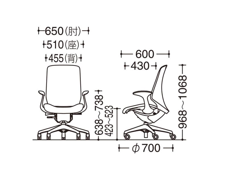 スフィア 座面奥行調節なしタイプ CT2CAA/DAA/CFA/DFA ハイバック/ブラックボディ/デザインアーム