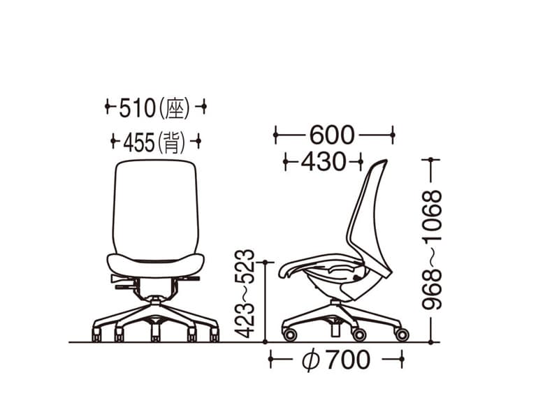 スフィア 座面奥行調節なしタイプ CT1CAA/DAA/CFA/DFA ハイバック/ブラックボディ/肘なし