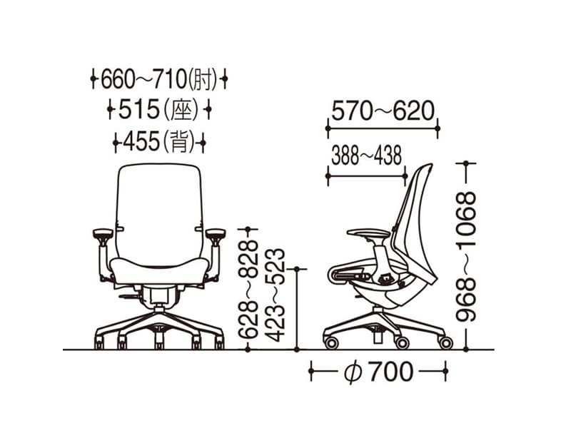 スフィア  座面奥行調節なしタイプ CT4CAD/DAD/CFD/DFD ハイバック/ホワイトボディ/アジャストアーム/ランバーサポート付き