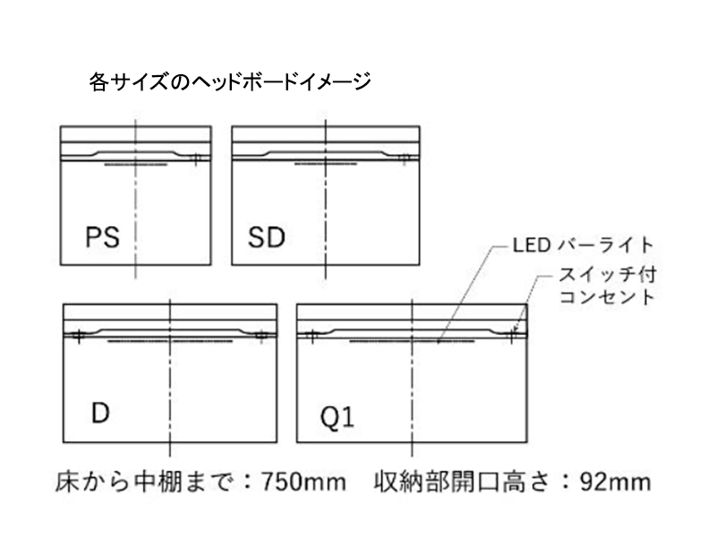 ハリウッド 4009 引出し付き ベッドフレーム セミダブル