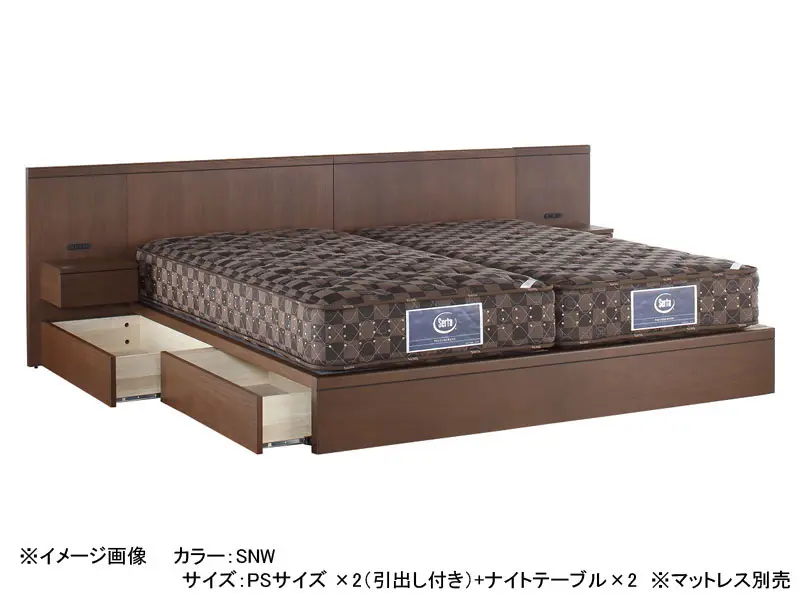ホテルスタイル 595 引出し付き ベッドフレーム クイーン1