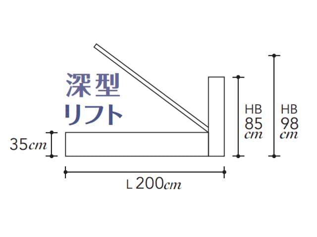 アーグ リフトアップ ベッドフレーム セミダブル