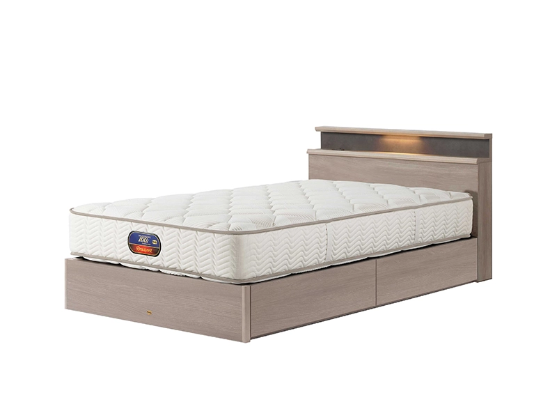 ○ステイトリー 引出し付 + 6.5インチポケット（AB25108）シングルベッド（マットレス付き）