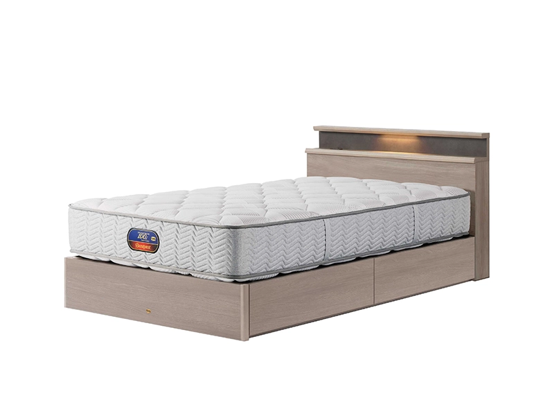 ○ステイトリー 引出し付 + 7.5インチポケット（AB25107）シングルベッド（マットレス付き）