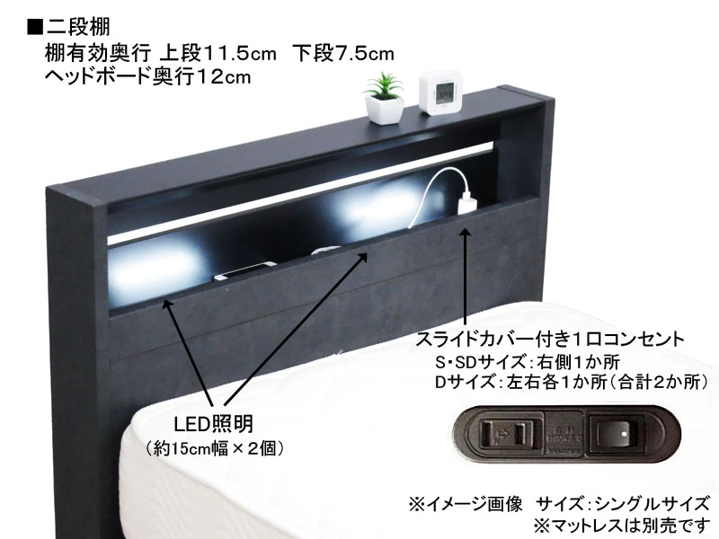 ホルガ 引出し付き ベッドフレーム（引付）