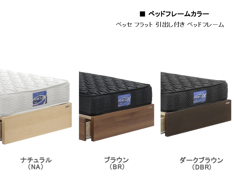 ベッセ フラット 引出し付き ベッドフレーム シングル