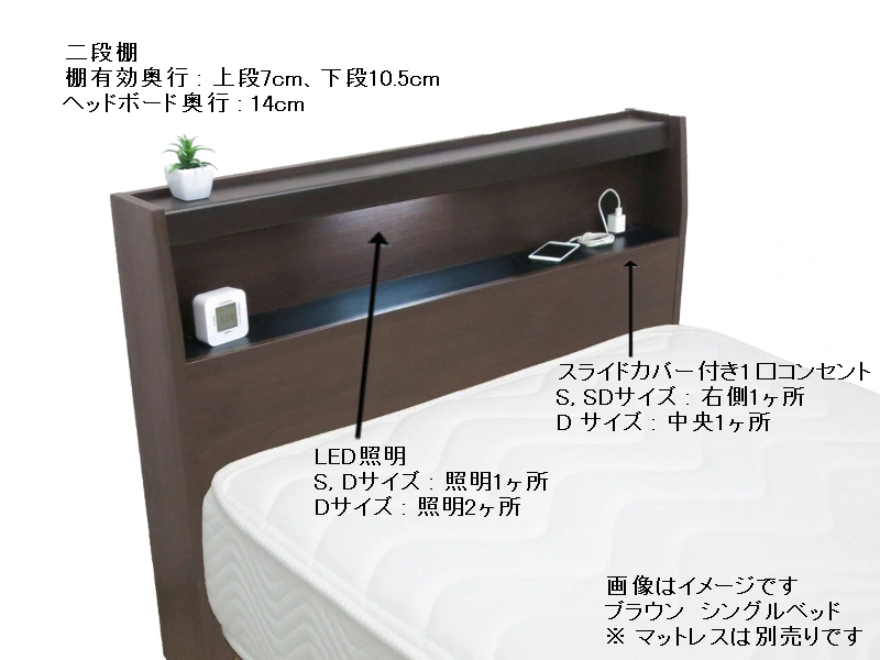 ベッセ Lキャビ 引出し付き ベッドフレーム セミダブル