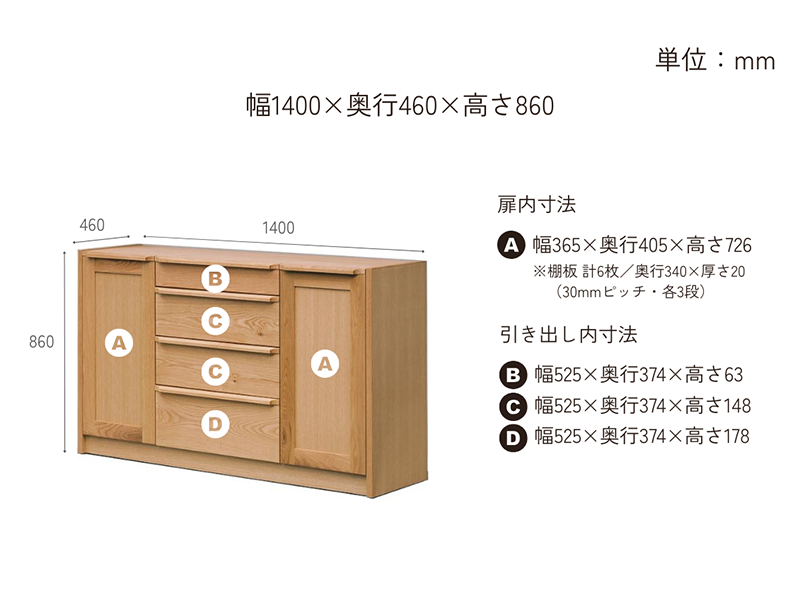 アンリ 140 カウンターボード