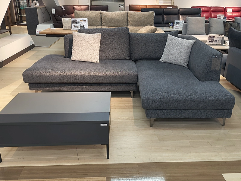 レイモンズ カウチ 座って左側 DGY 脚（スチールBK）