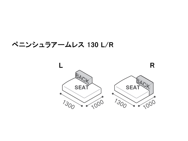 コンポジット システムソファ ペニンシュラアームレス 130 L/R