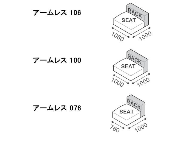 コンポジット システムソファ アームレス 106