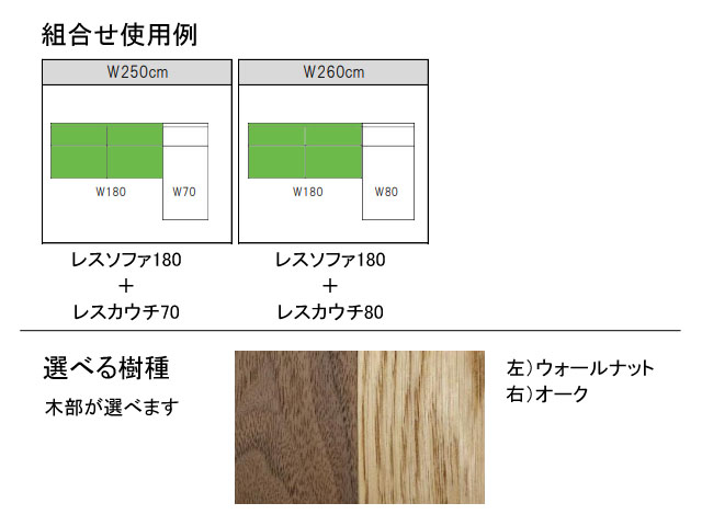 リアム レスソファ180