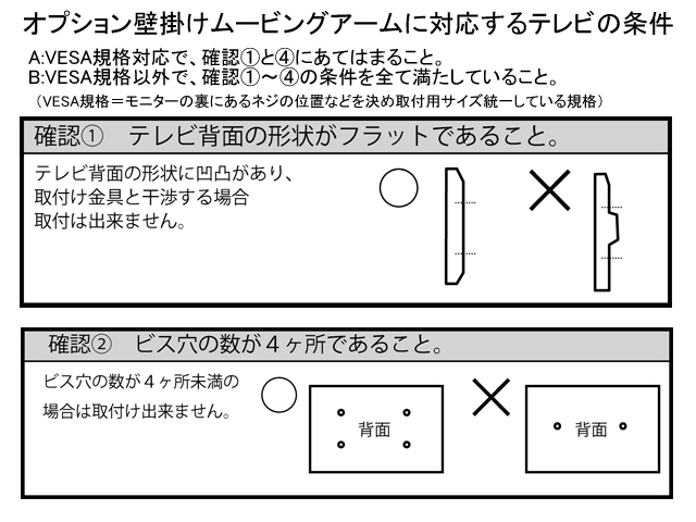 オプション 壁掛けムービングアーム