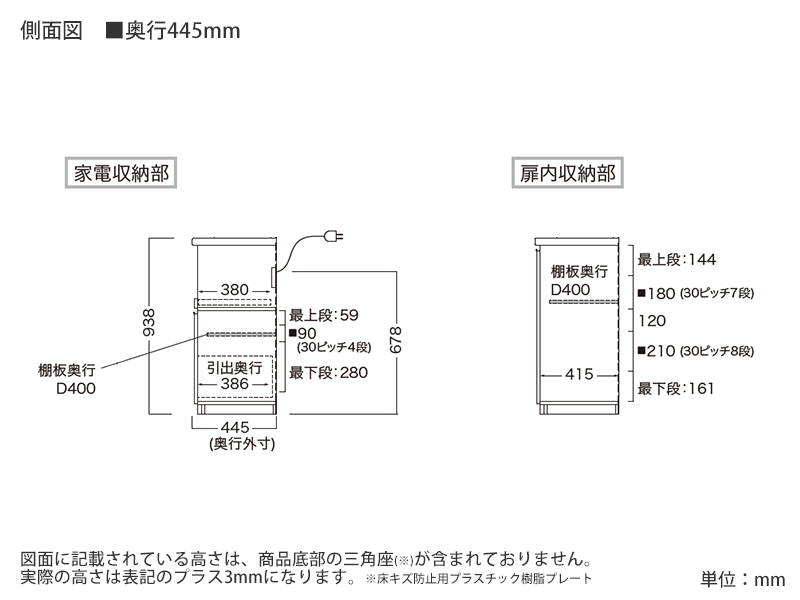 ECA-1400R / S1400R 下台 幅140cm ハイタイプ