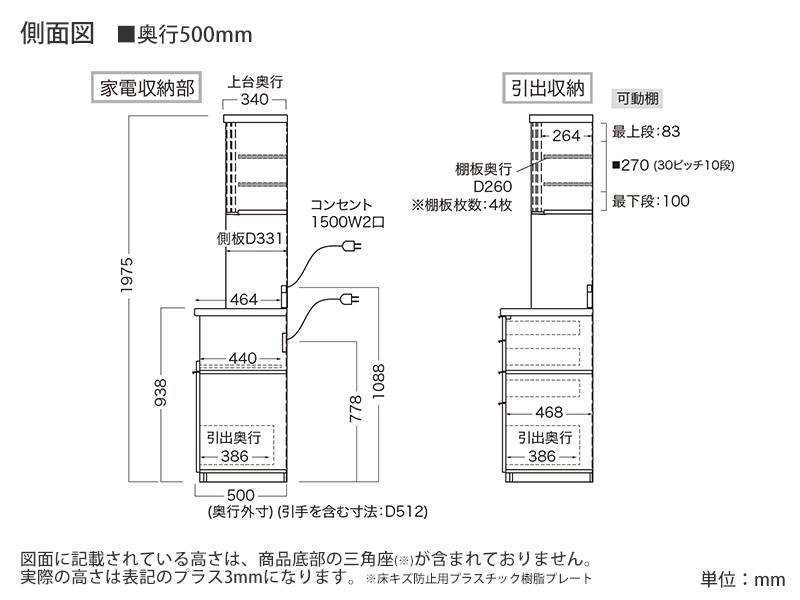RU-1200R / S1200R オープンボード 幅120cm 引出しタイプ