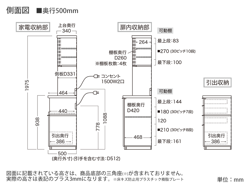 RU-1800R / S1800R オープンボード 幅180cm 引出しタイプ