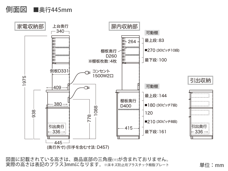 RU-1800R / S1800R オープンボード 幅180cm 引出しタイプ