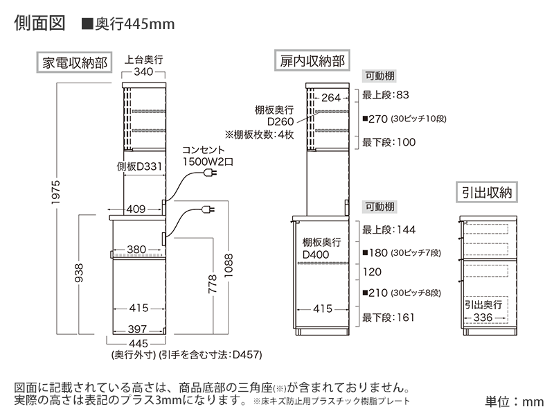 RU-1802R / S1802R オープンボード 幅180cm 下台オープンタイプ