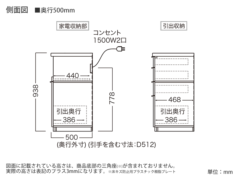 RU-1200R / S1200R 下台 幅120cm 引出しタイプ