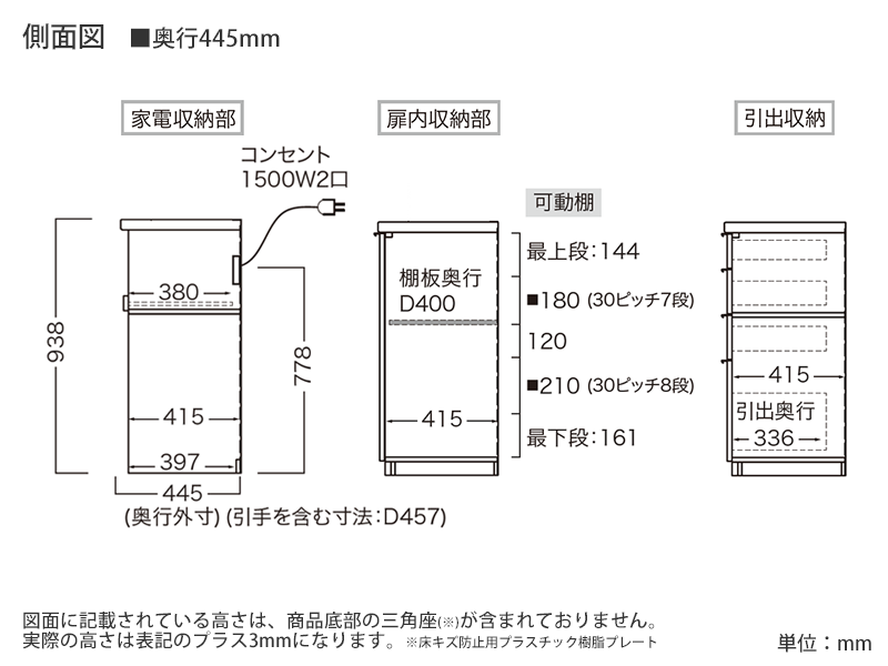 RU-1602R / S1602R 下台 幅160cm オープンタイプ
