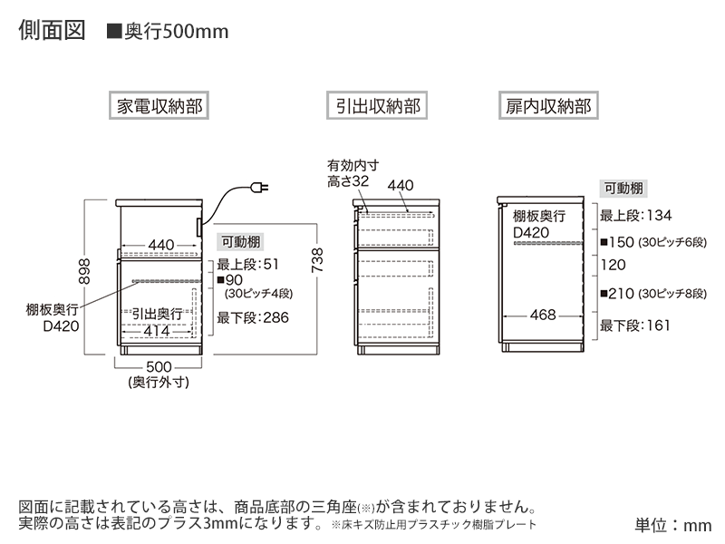HMR-1600R / S1600R 下台 幅160cm 炊飯器収納右