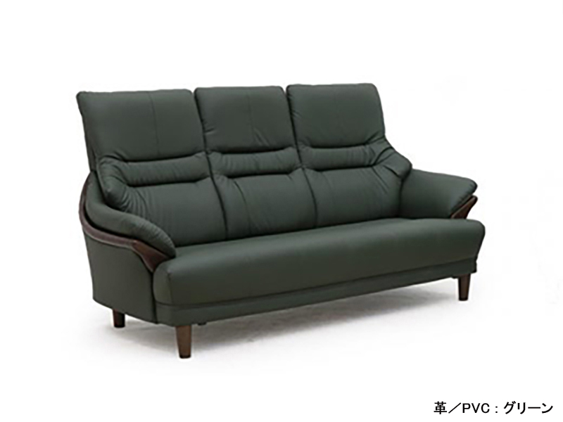 グレース 革/PVC 3人掛けソファ