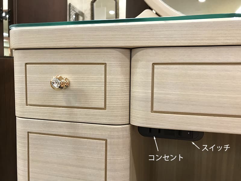 フローラル 一面鏡 ドレッサー(スツール付)