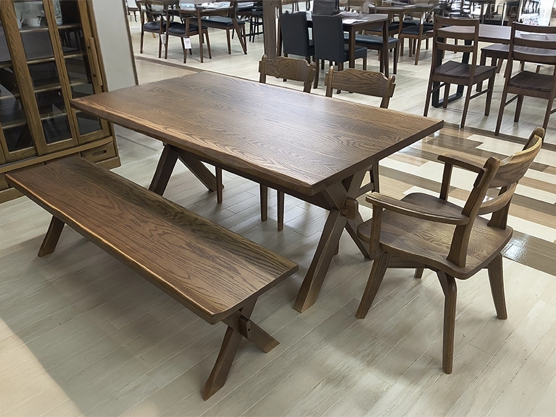 キオリ 165ダイニング(RGO)5点セット(テーブル+チェア+回転アームチェア+ベンチ)